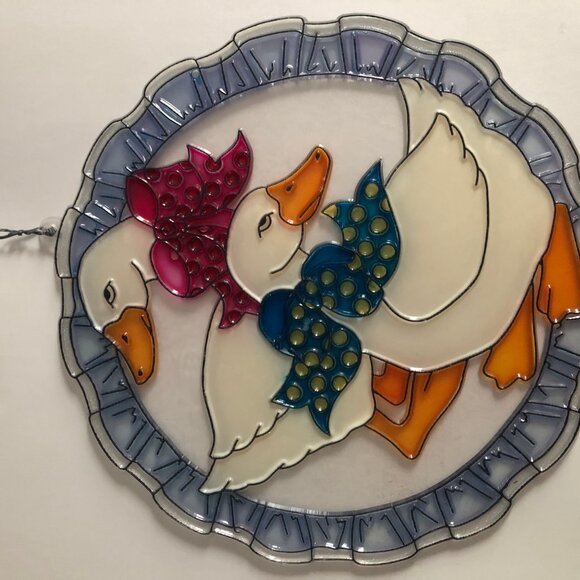 Lot of 2 home decors Suncatchers wall hanging geese & bird round - Picture 2 of 6